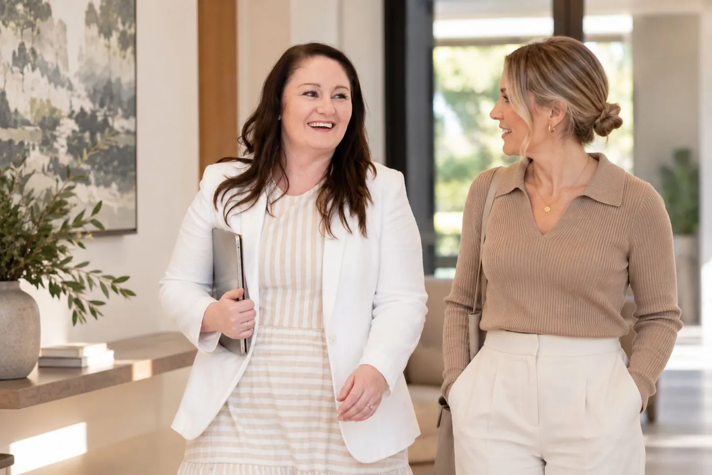 Rachael Aydami walking with a client